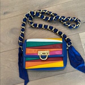 Salvatore Ferragamo Blue and Yellow Crossbody Bag